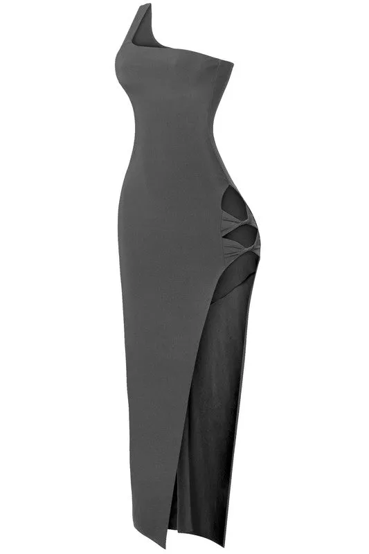 Lulu High Slit Maxi Dress (Black)