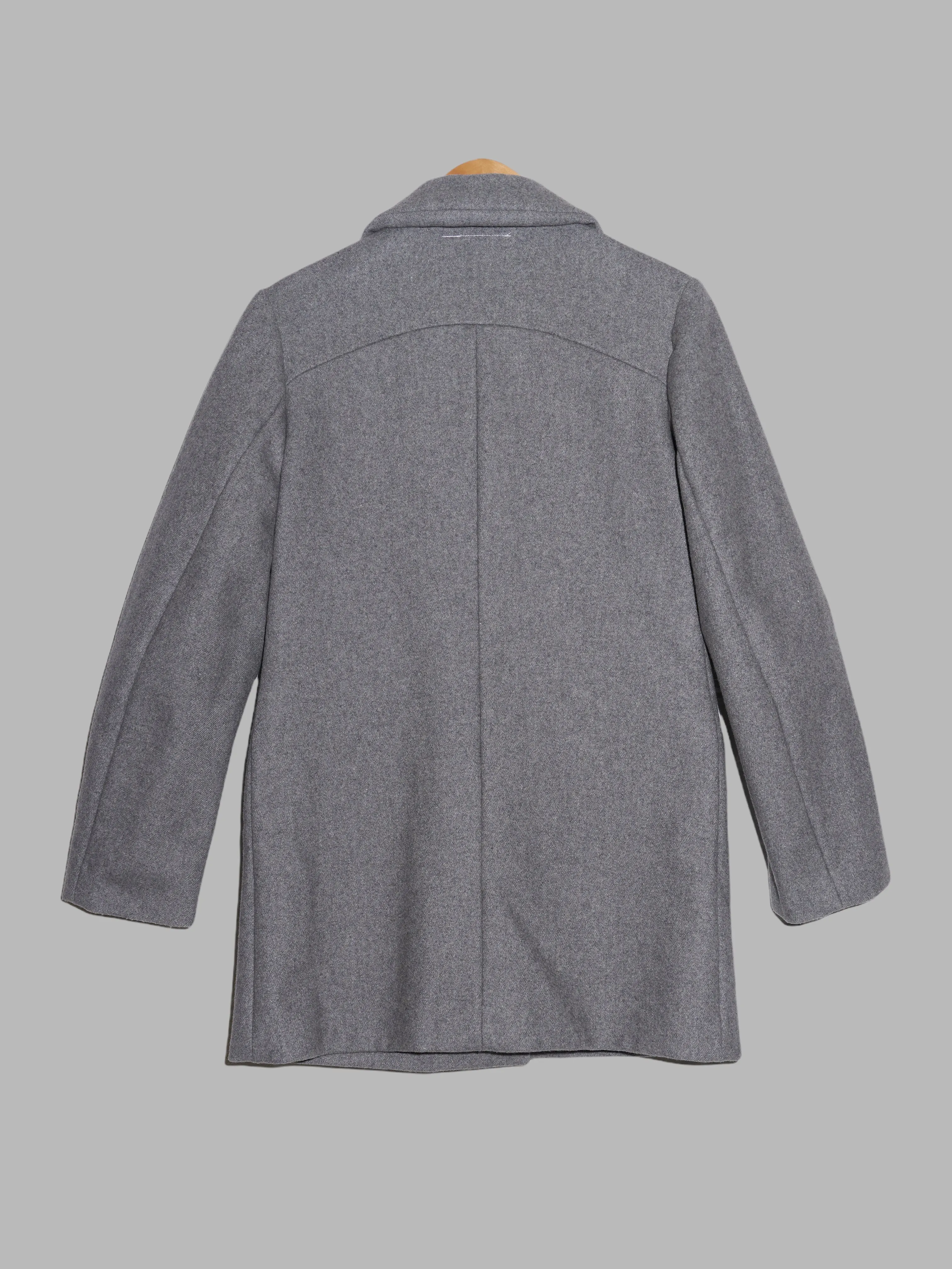 Maison Martin Margiela 6 1990s 2000s grey wool melton reversed placket coat - 42