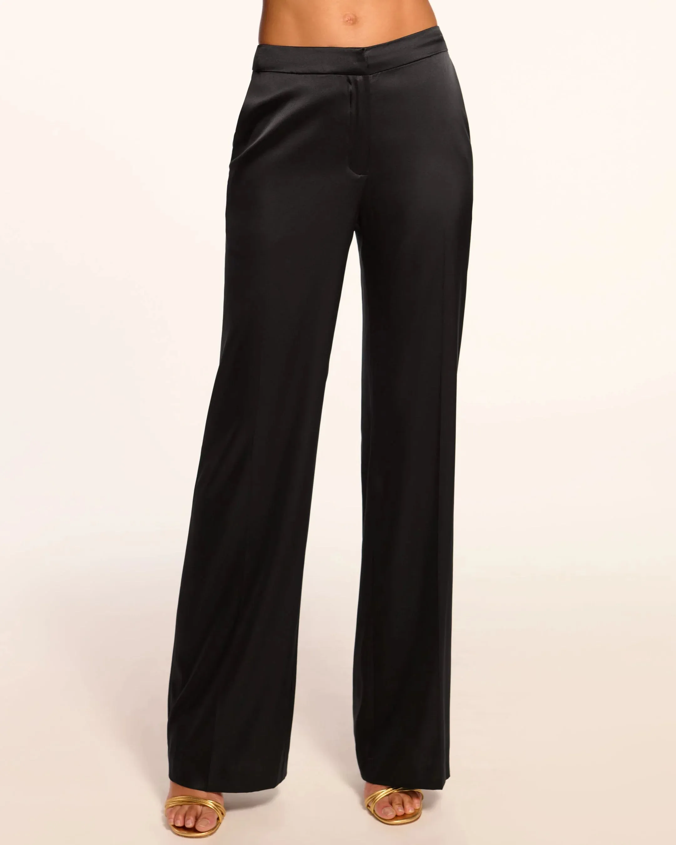 Marvia Stretch Silk Pants | Black