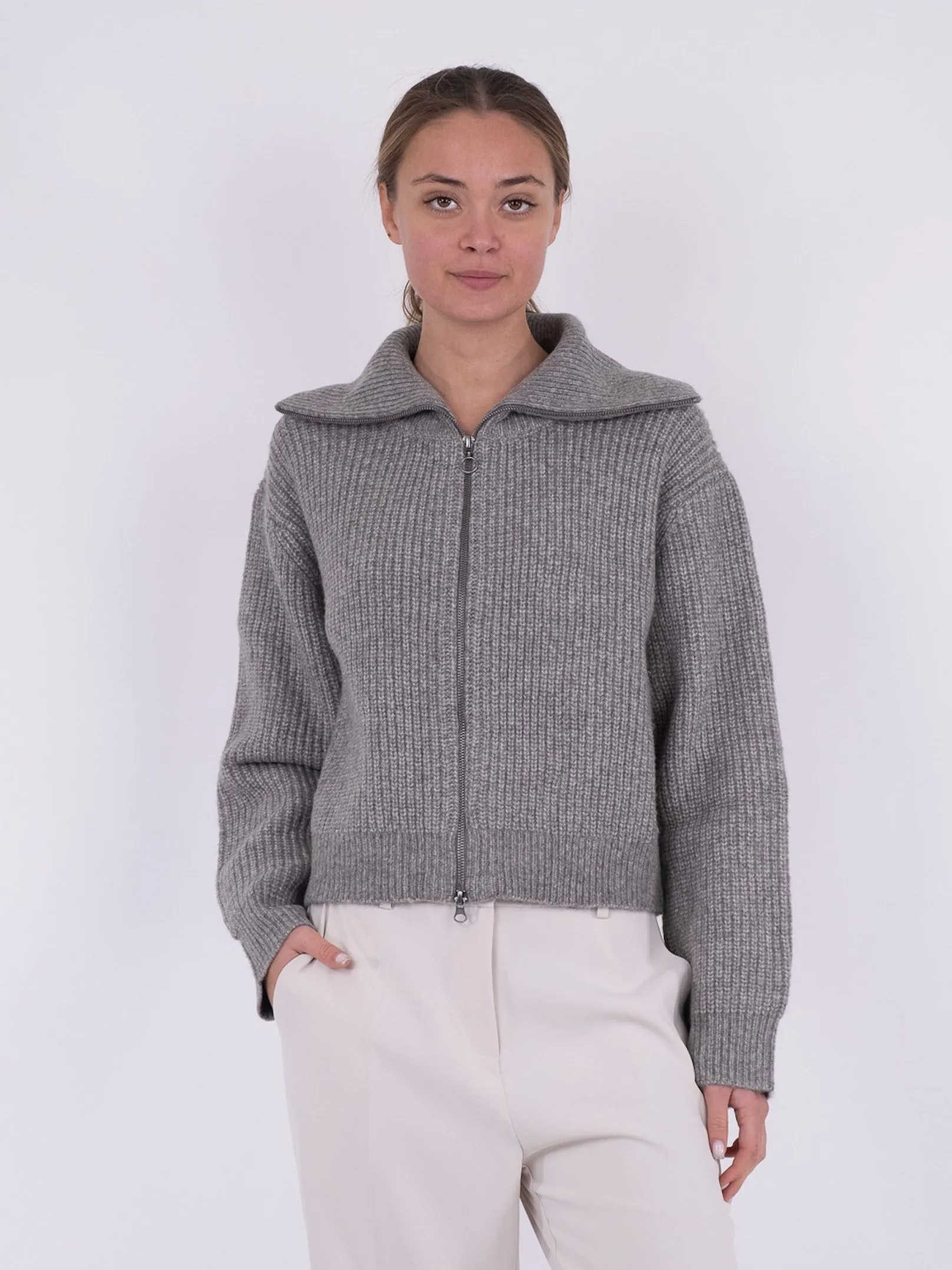 Masja Heavy Knit Cardigan - Grey Melange