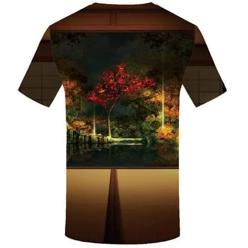 Meditation T shirts Men Buddha Tshirt Printed Forest Tshirts Cool Flower T shirts Funny Harajuku Shirt Print Short Sleeve