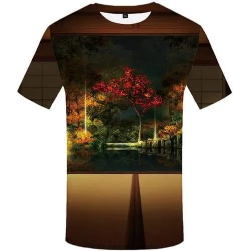 Meditation T shirts Men Buddha Tshirt Printed Forest Tshirts Cool Flower T shirts Funny Harajuku Shirt Print Short Sleeve