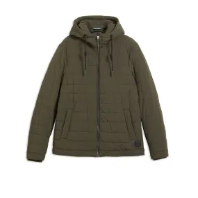 Men Mmo-Ovarn-Funnel Neck Quilted  Nylon Jacket - Khaki