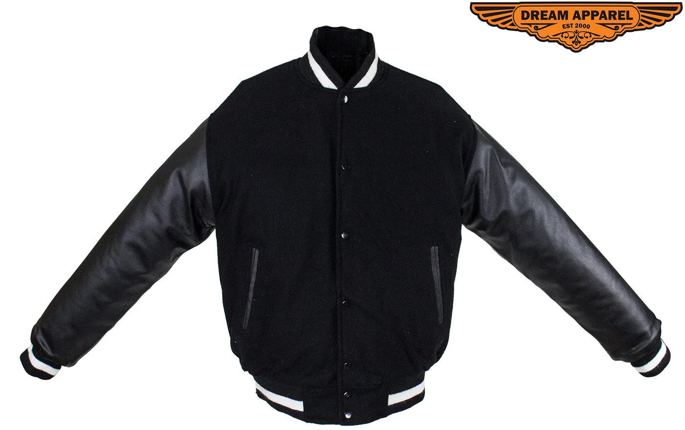 Men's Black & White Varsity Baseball Jacket