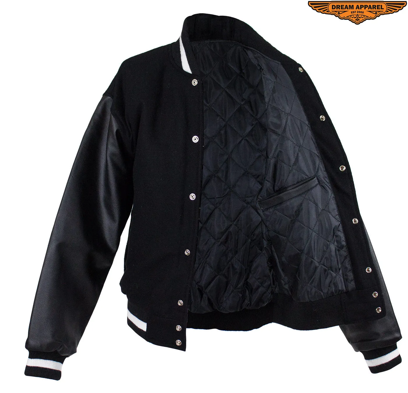 Men's Black & White Varsity Baseball Jacket