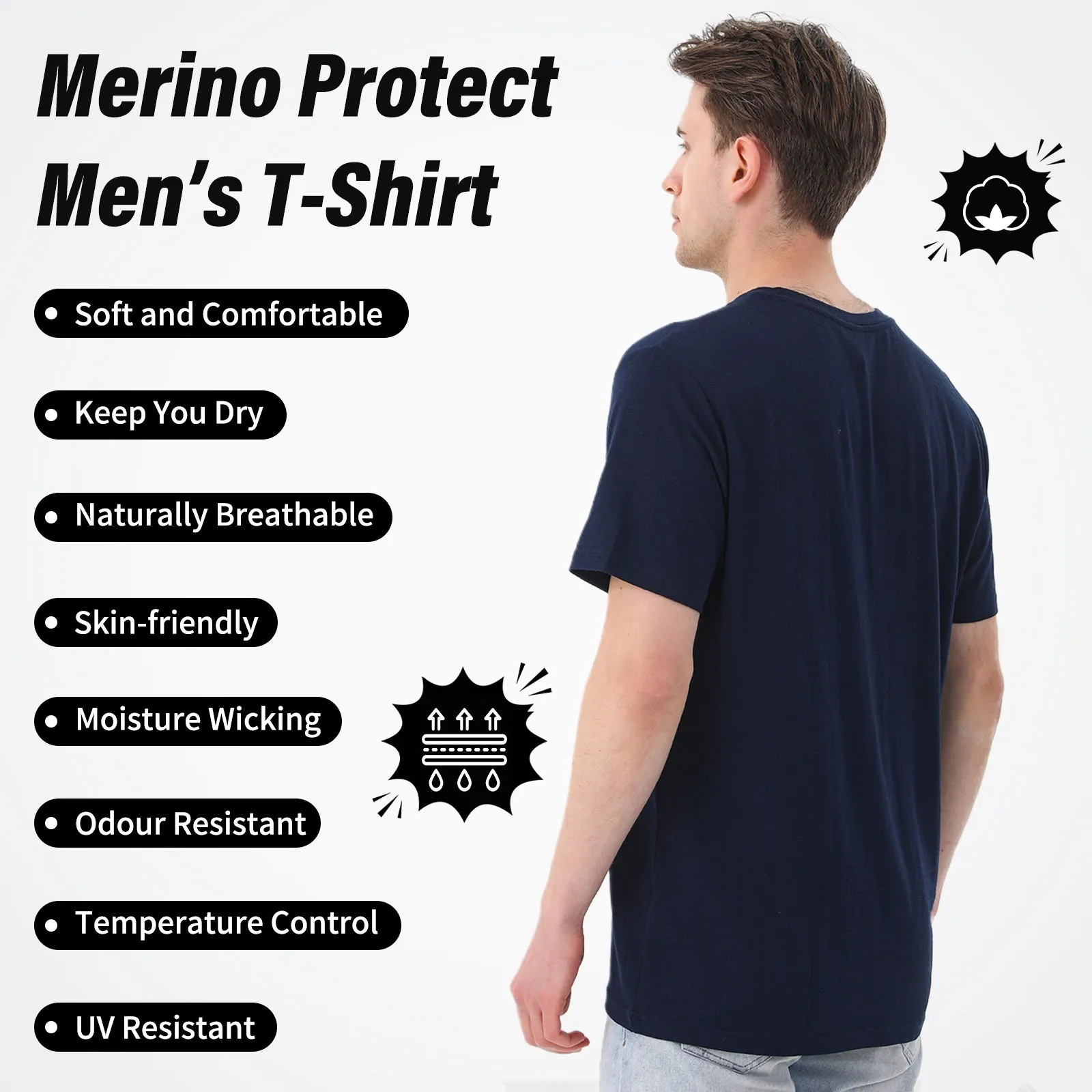 Men's Merino 170g Classic Short Sleeve T-Shirt Navy