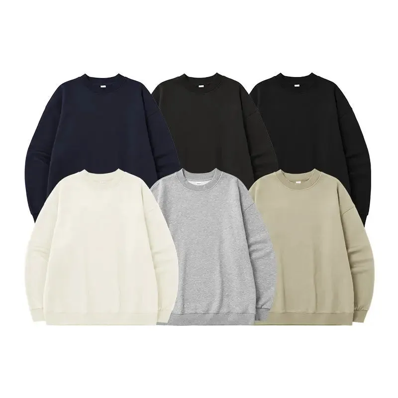 Men's Single-layer Fleece-lined Round Neck Sweatshirt