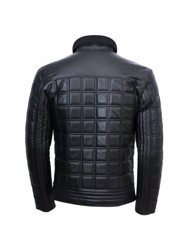 MEN’S TRIMMED QUILTED LEATHER JACKET BY TJS