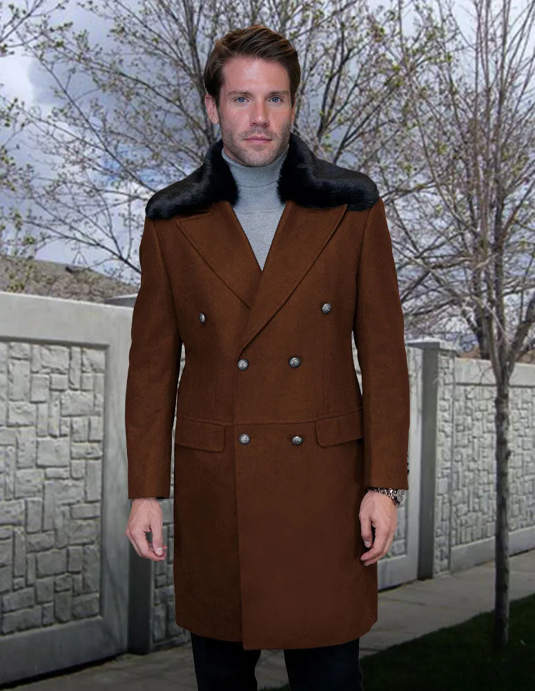 Men's Wool and Cashmere Overcoat Jacket | WJ-102-Copper