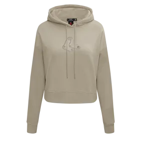 MLB BOSTON RED SOX NEUTRAL WOMEN'S CROPPED PO HOODIE (TAUPE)