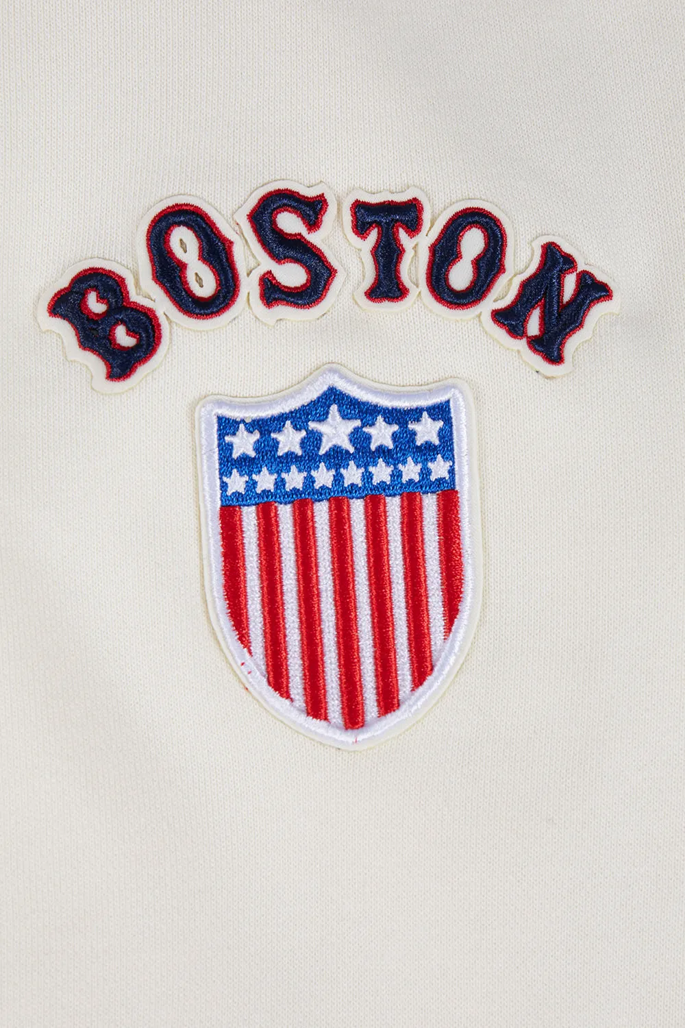 MLB BOSTON RED SOX RETRO CLASSIC WOMEN'S RIB CROPPED PO HOODIE (EGGSHELL/ MIDNIGHT NAVY)