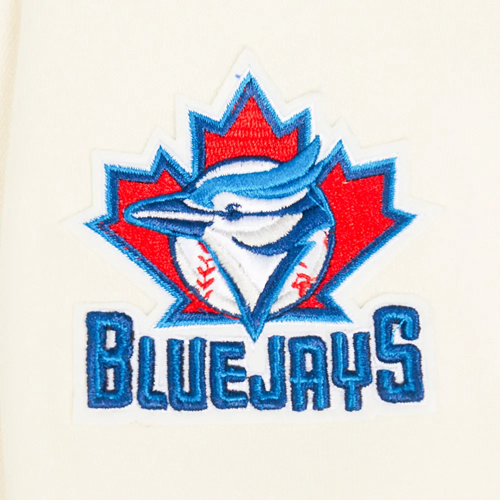 MLB TORONTO BLUE JAYS RETRO CLASSIC WOMEN'S RIB CROPPED PO HOODIE (EGGSHELL/ UNIVERSITY BLUE)