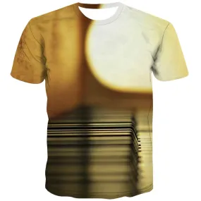 Music T shirts Men Instrument Shirt Print Retro T-shirts Graphic Electronic T shirts Funny