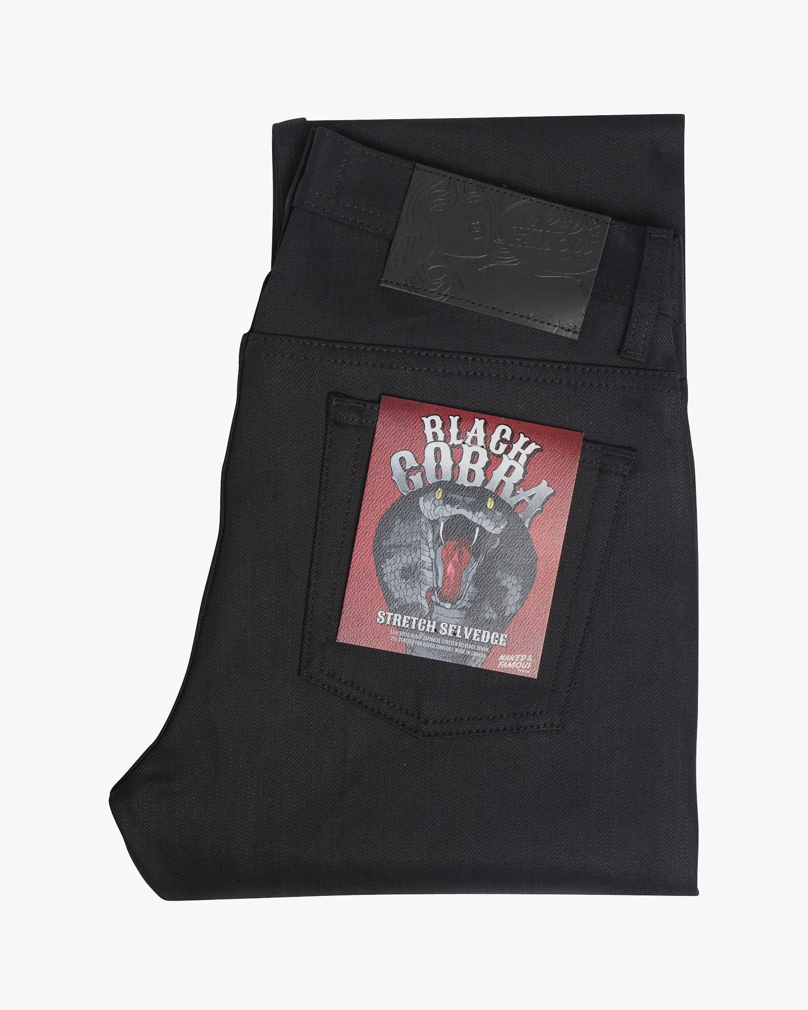 Naked & Famous Weird Guy Regular Tapered Mens Jeans - Black Cobra Stretch Selvedge