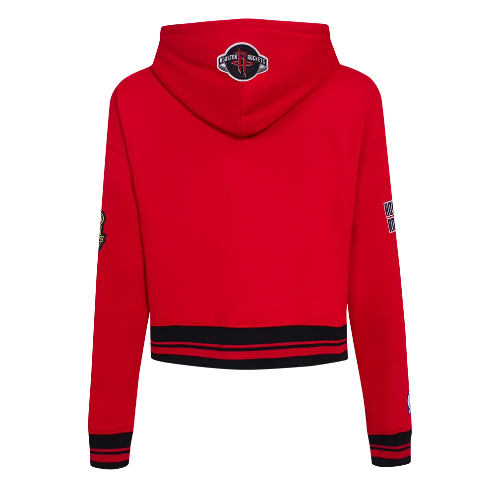 NBA HOUSTON ROCKETS RETRO CLASSIC WOMEN'S CROPPED PO HOODIE (RED/BLACK)