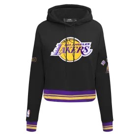 NBA LOS ANGELES LAKERS RETRO CLASSIC WOMEN'S CROPPED PO HOODIE (BLACK/PURPLE/YELLOW)