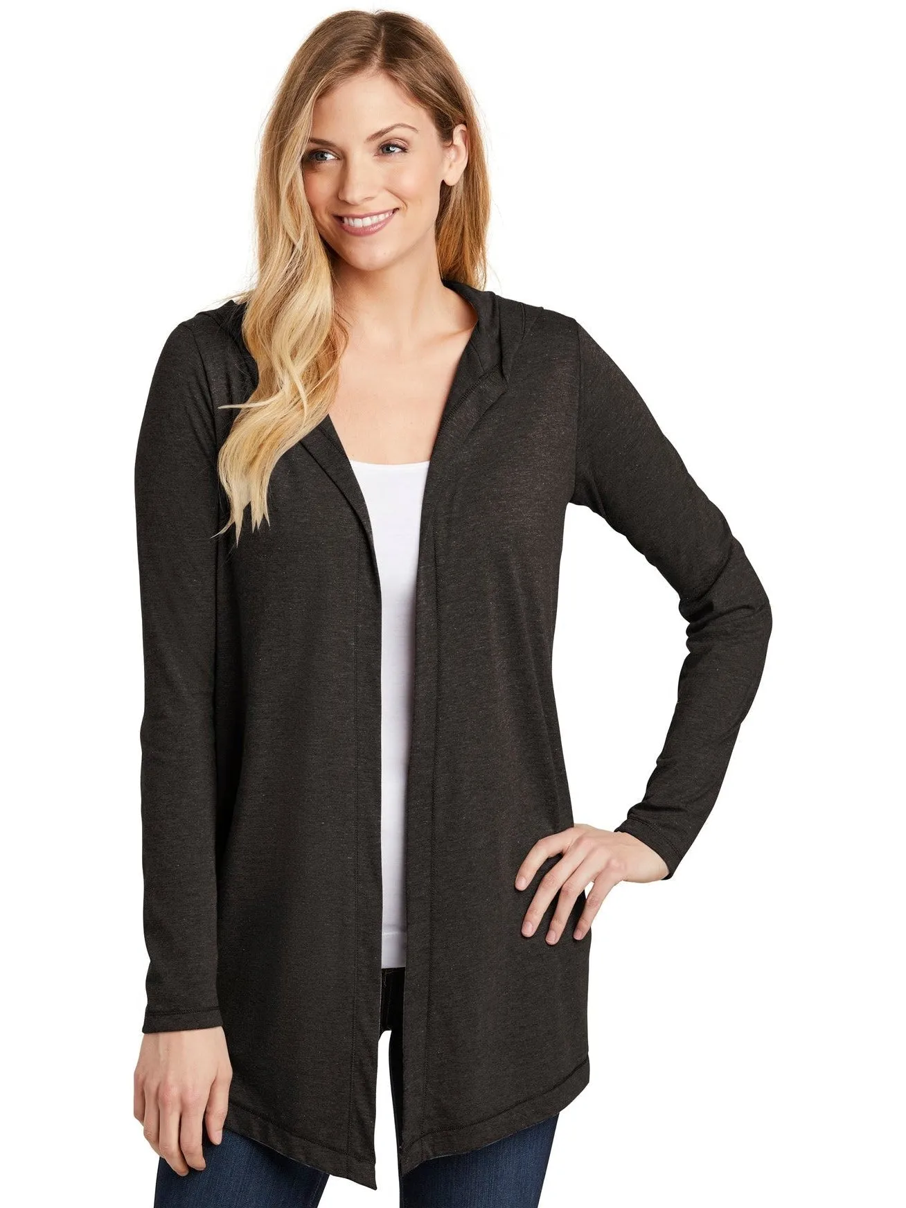 OUTLET-District Ladies Perfect Tri Hooded Cardigan