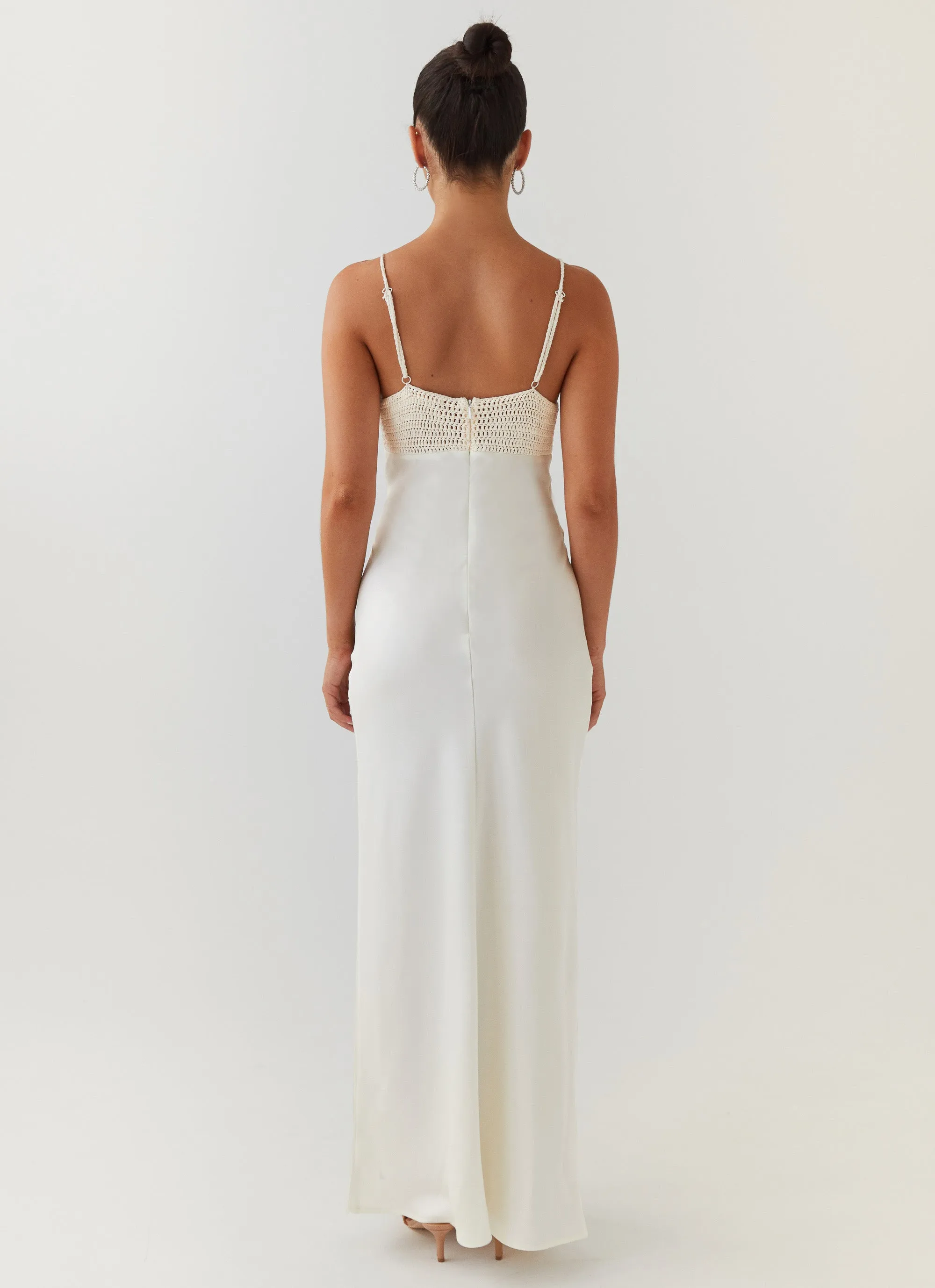 Perfect World Satin Maxi Dress - Pearl Dove