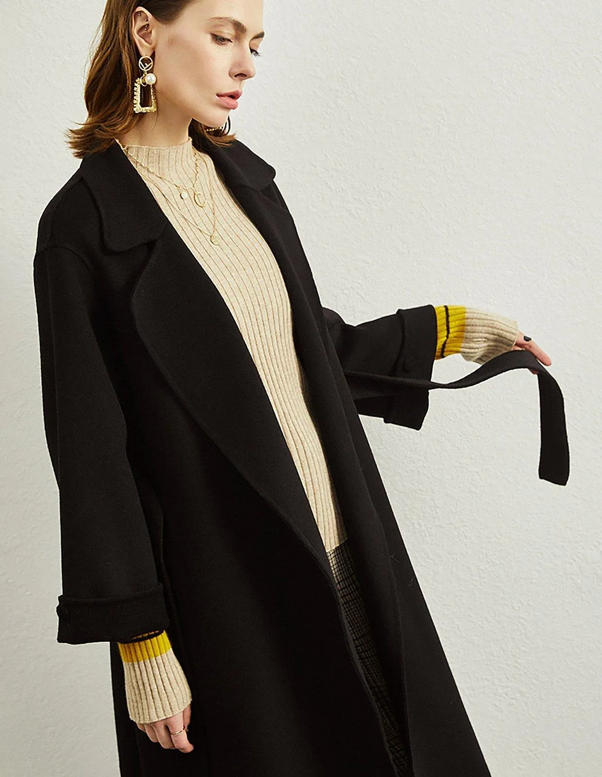 Relaxed Belted Double Face Wool Coat