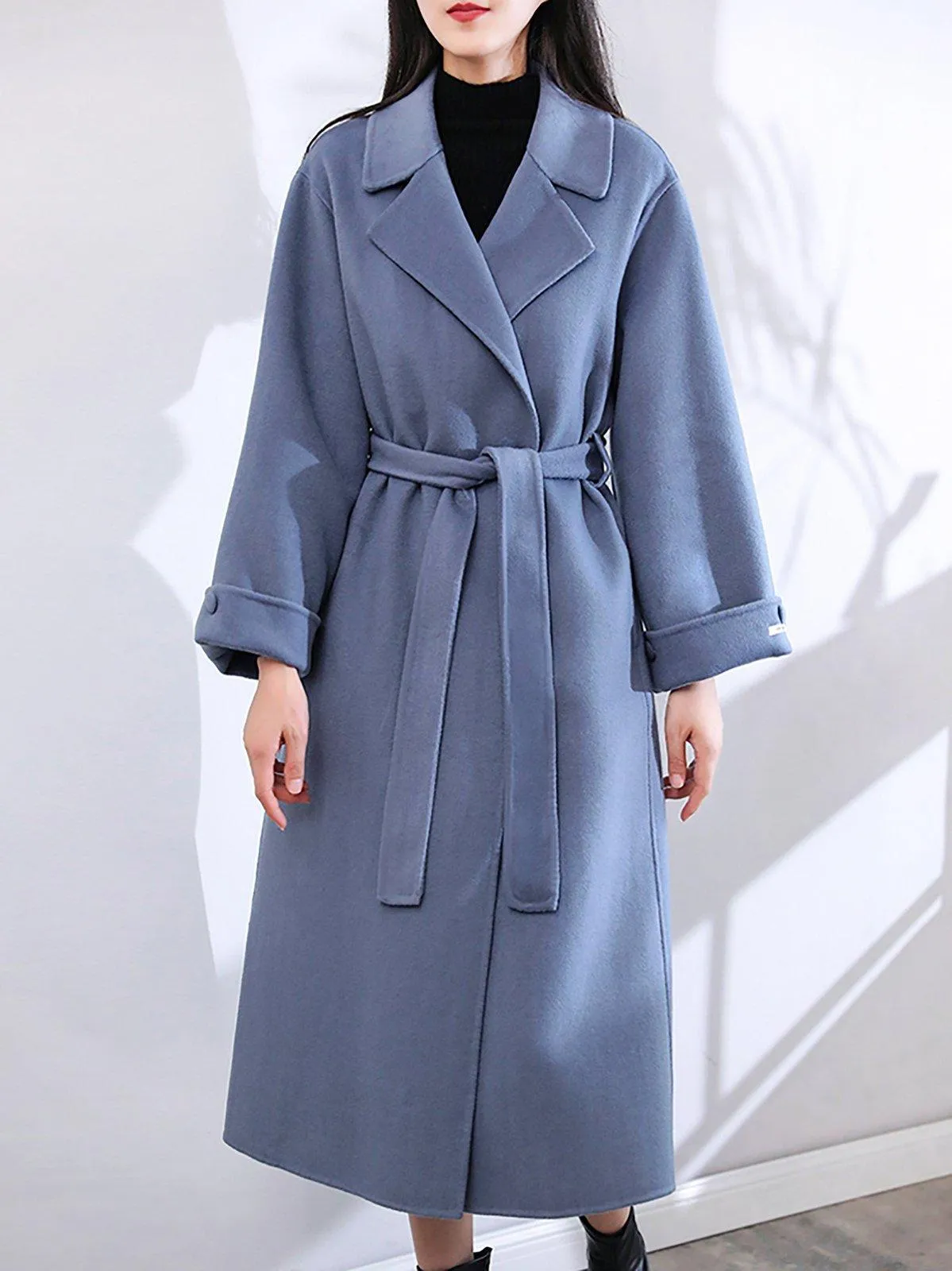 Relaxed Belted Double Face Wool Coat