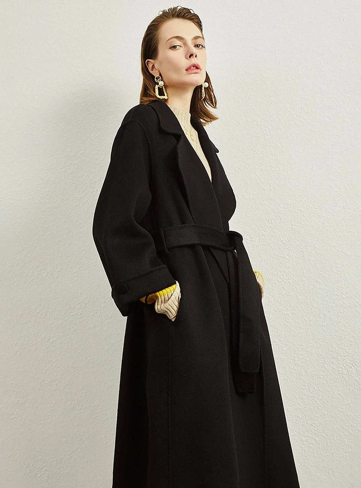 Relaxed Belted Double Face Wool Coat