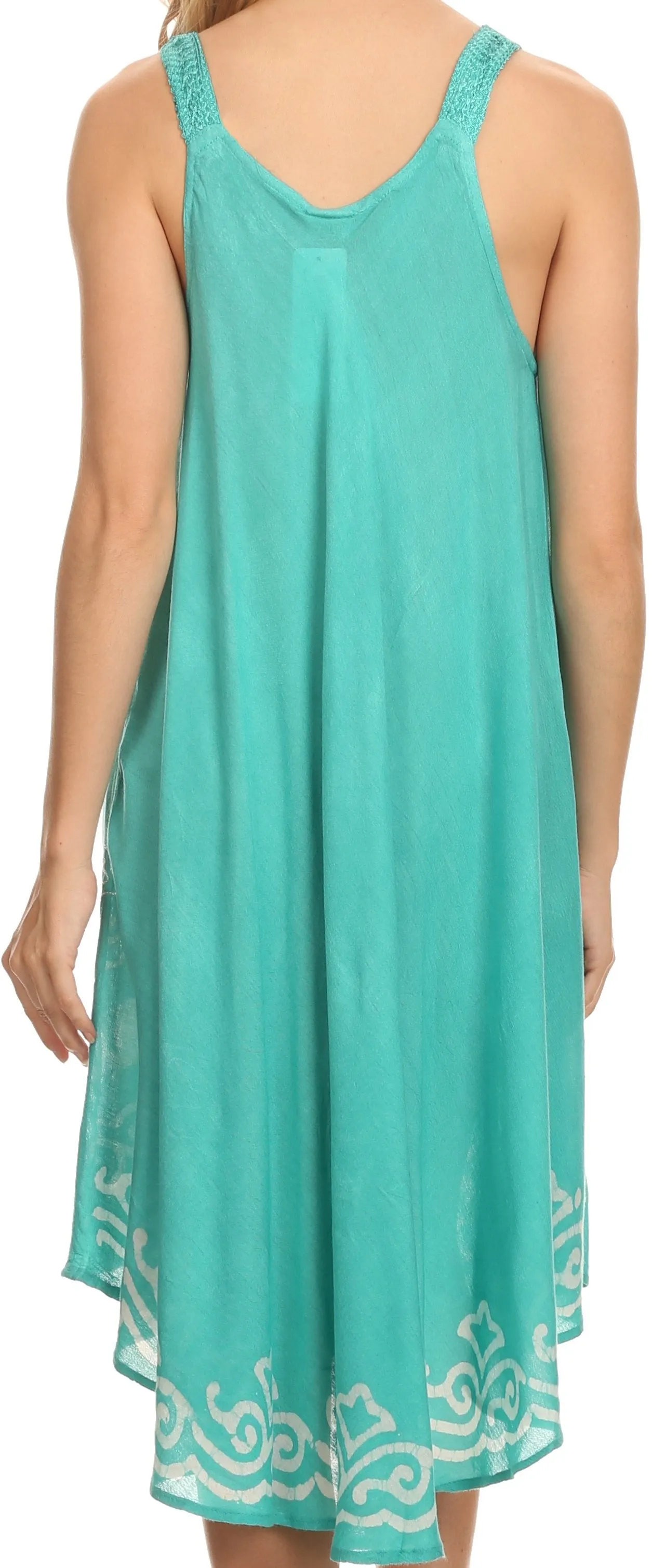 Sakkas Gasha Sleeveless Mid Length Caftan Dress With Embroidery Details And V Neck