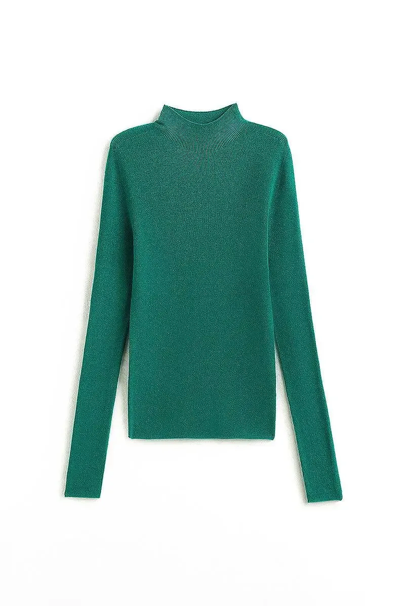 Seamless Knit 100 Washable Merino Wool Mock Turtleneck Sweater