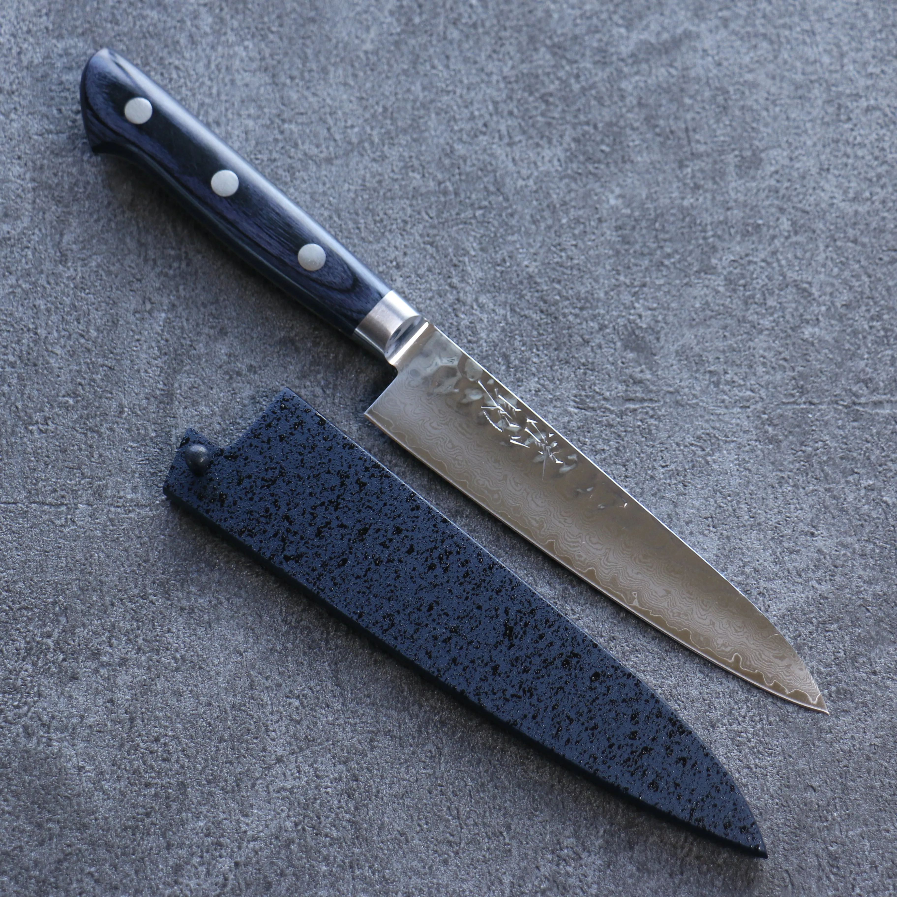 Seisuke Seiun VG10 33 Layer Damascus Petty-Utility 135mm Navy blue Pakka wood Handle with Sheath