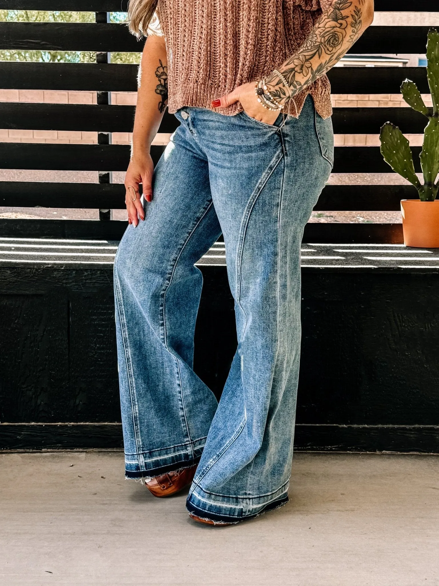 Siesta High Rise Denim Wide Leg Jeans