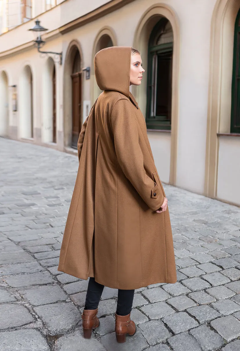 Silvia - Women's Traditional Loden Coat in Camel with zip out lining