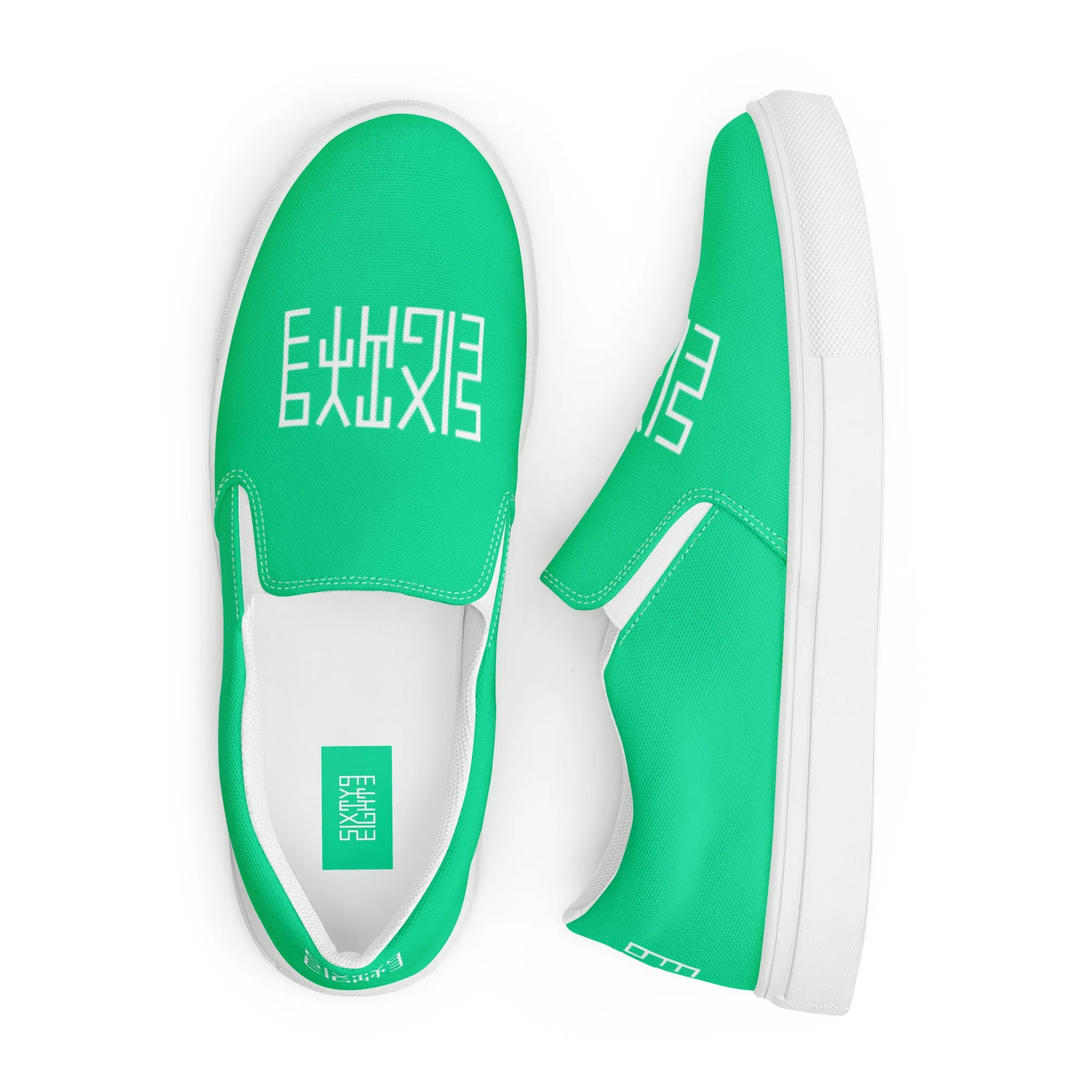 Sixty Eight 93 Logo White & Sea Green Women's Slip On Shoes