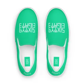 Sixty Eight 93 Logo White & Sea Green Women's Slip On Shoes