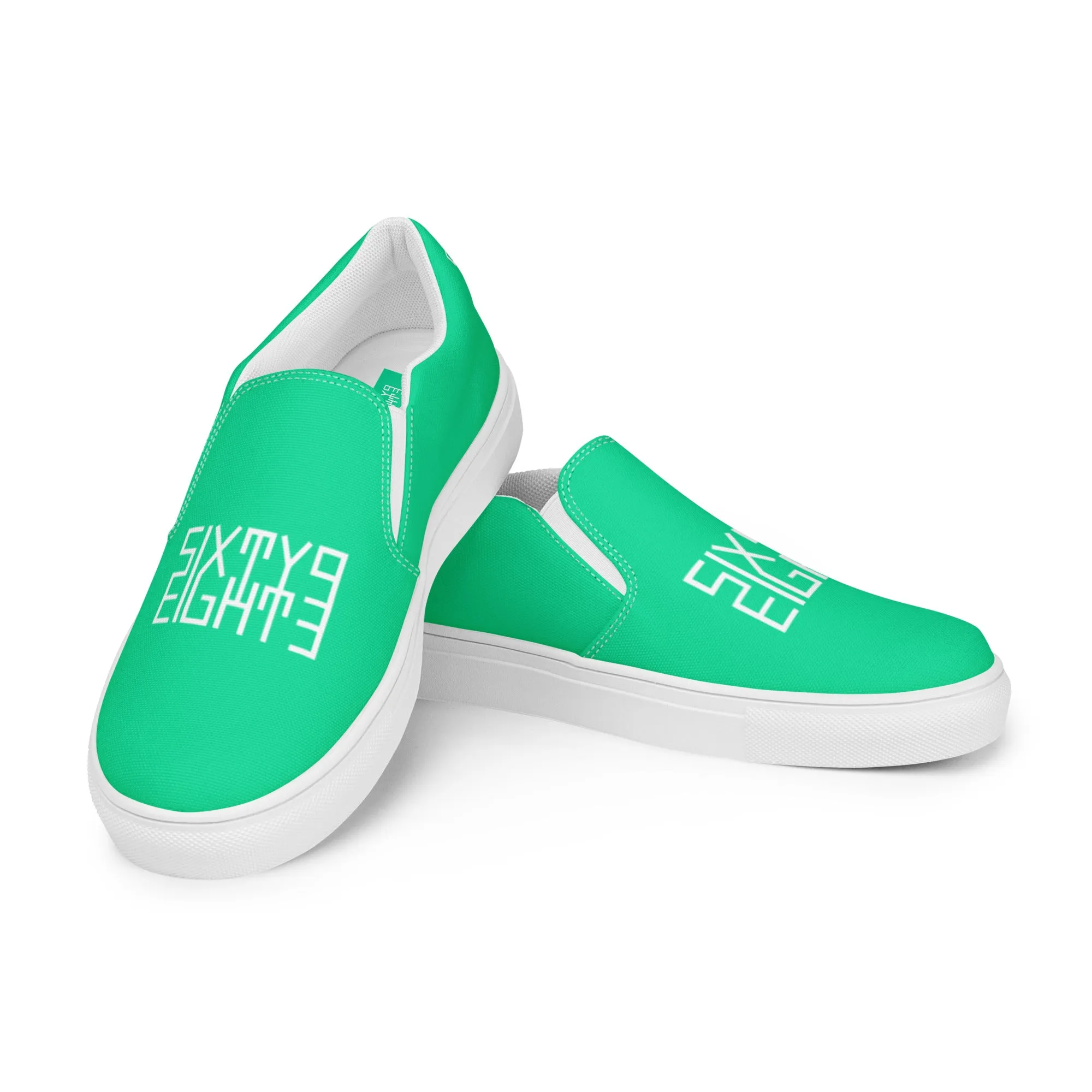 Sixty Eight 93 Logo White & Sea Green Women's Slip On Shoes