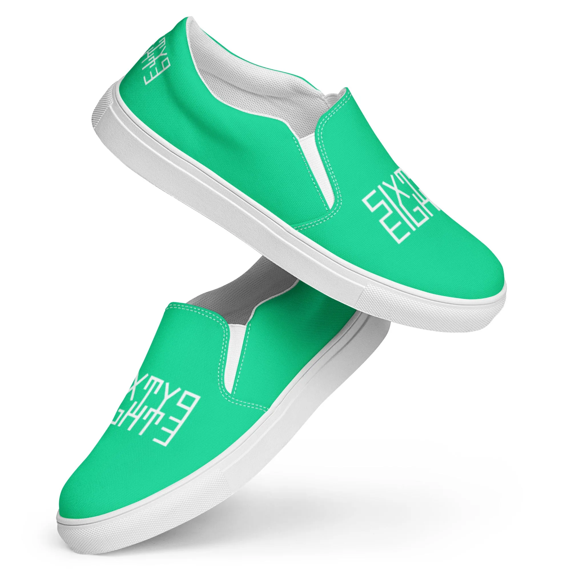 Sixty Eight 93 Logo White & Sea Green Women's Slip On Shoes