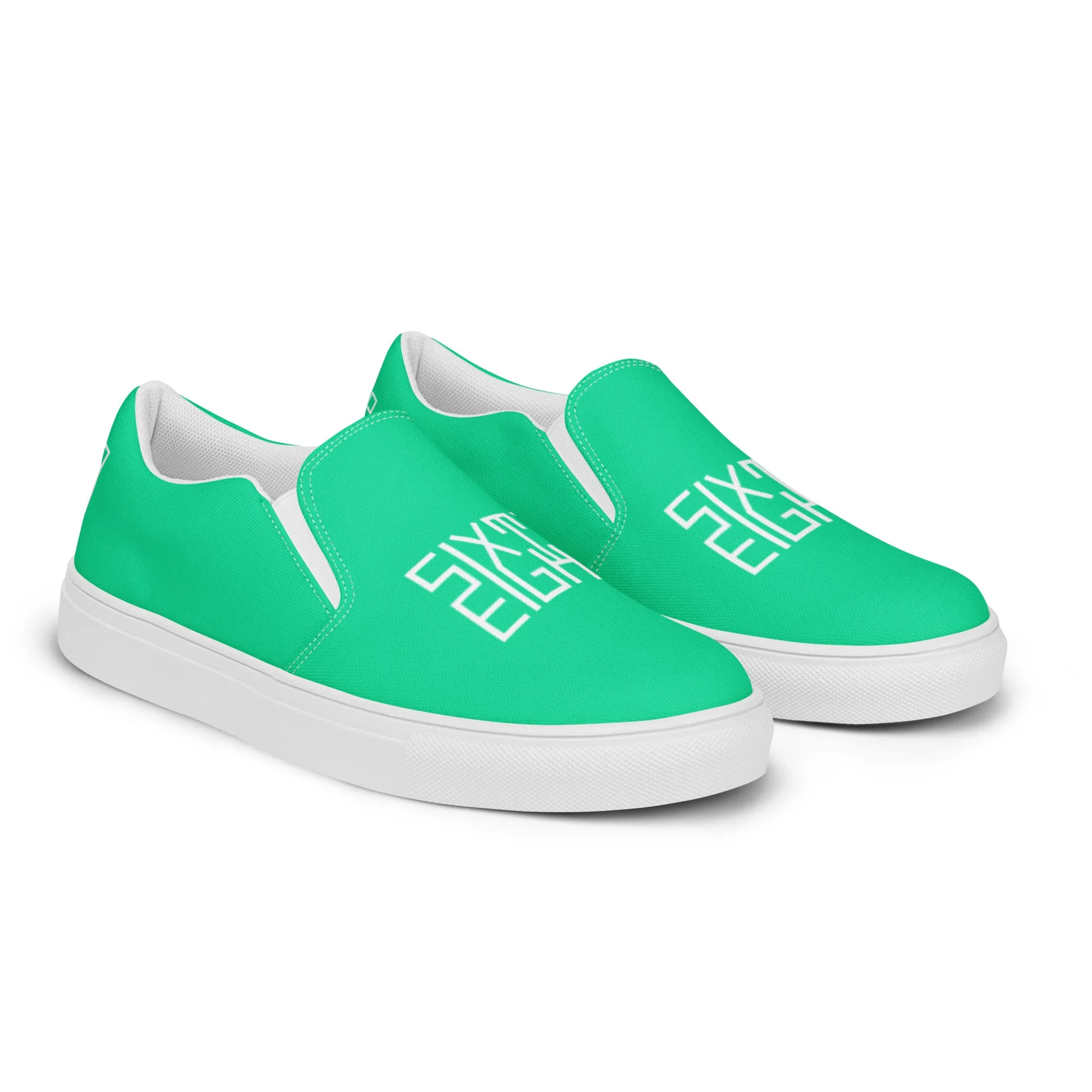 Sixty Eight 93 Logo White & Sea Green Women's Slip On Shoes