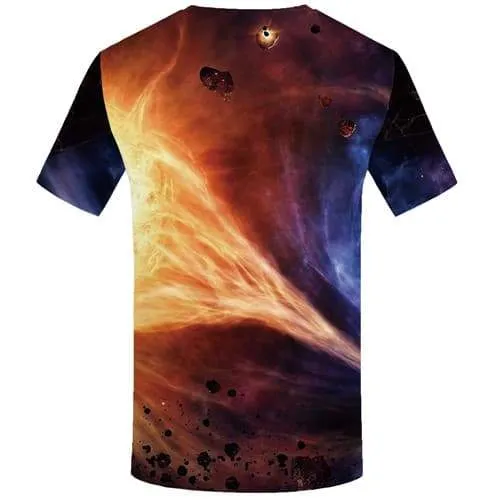 Space Galaxy T-shirt Men Flame T-shirts Graphic Yinyang Tshirts Novelty Nebula Tshirt Anime Short Sleeve Punk Rock Men women