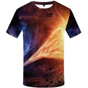 Space Galaxy T-shirt Men Flame T-shirts Graphic Yinyang Tshirts Novelty Nebula Tshirt Anime Short Sleeve Punk Rock Men women