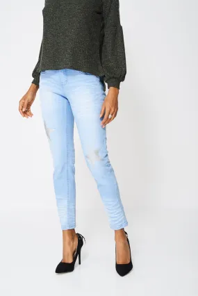 Star Detail Light Blue Jeans