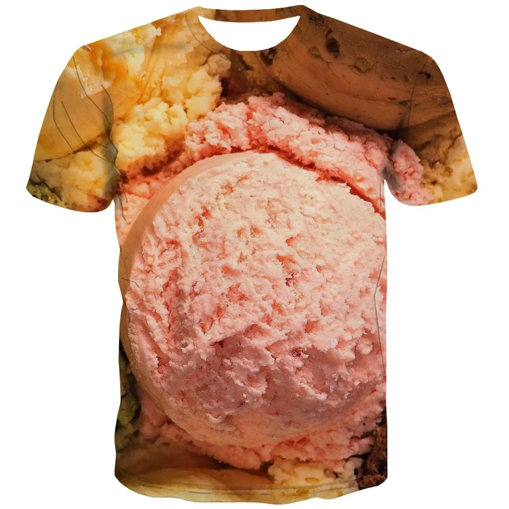 Sweet T-shirt Men Gourmet Shirt Print Icecream Tshirt Anime Colourful T shirts Funny