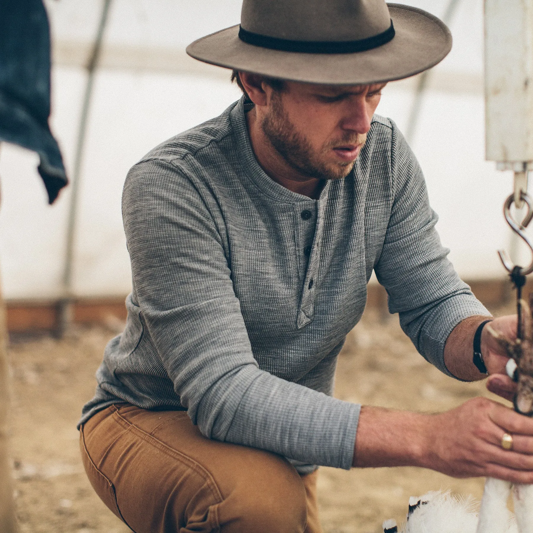 The Henley in Ash Merino Waffle