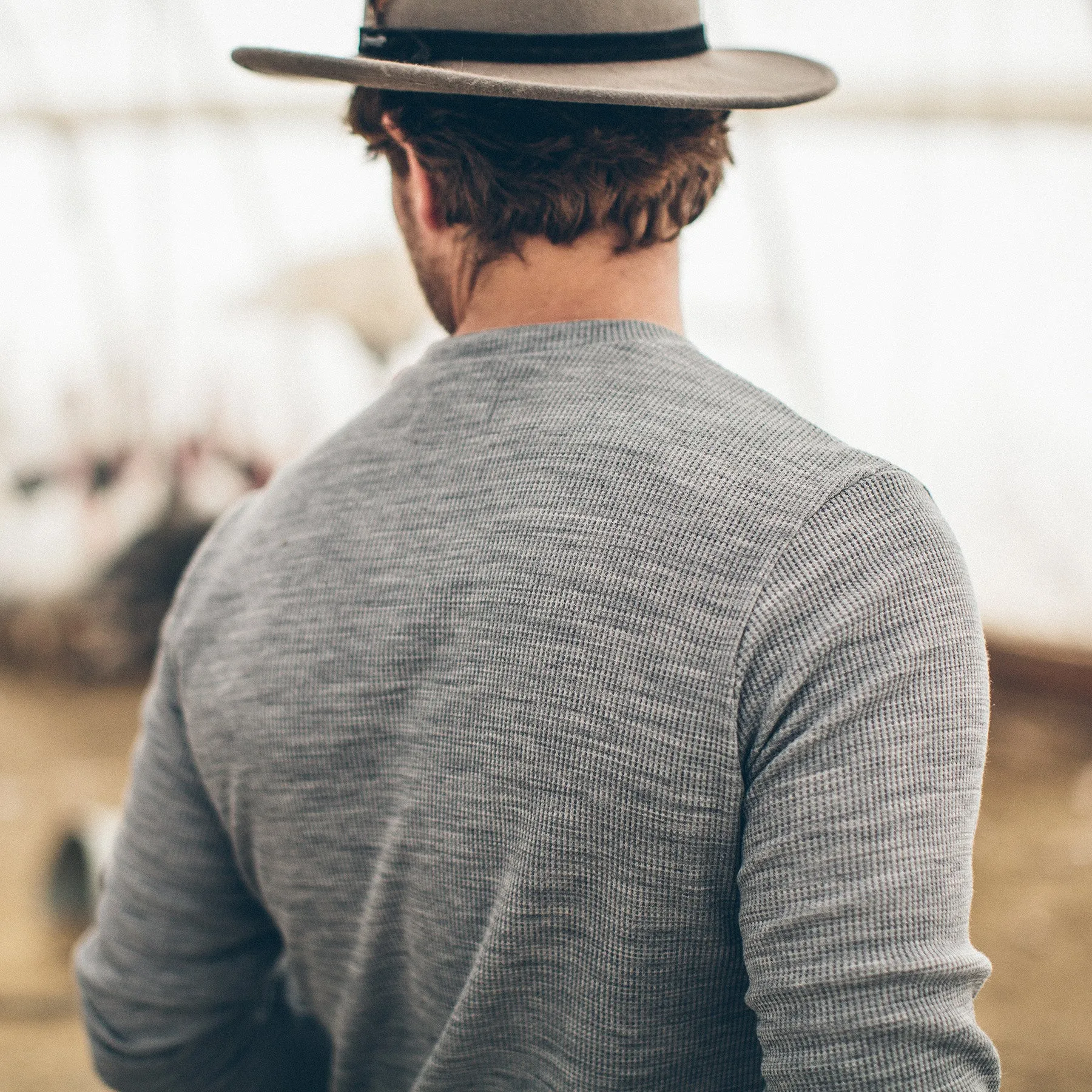 The Henley in Ash Merino Waffle