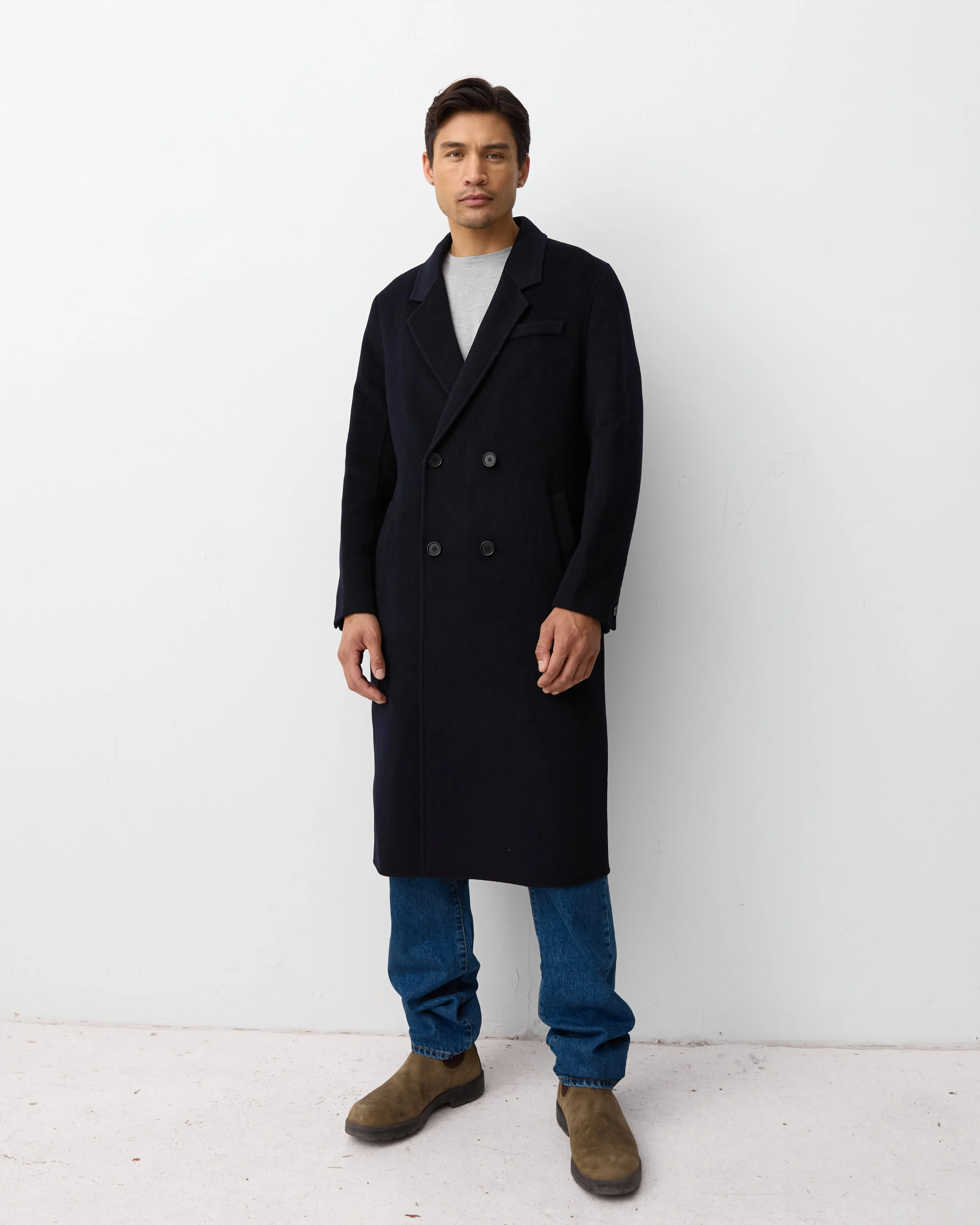 THE MENS DOUBLE BREASTED COAT - NAVY