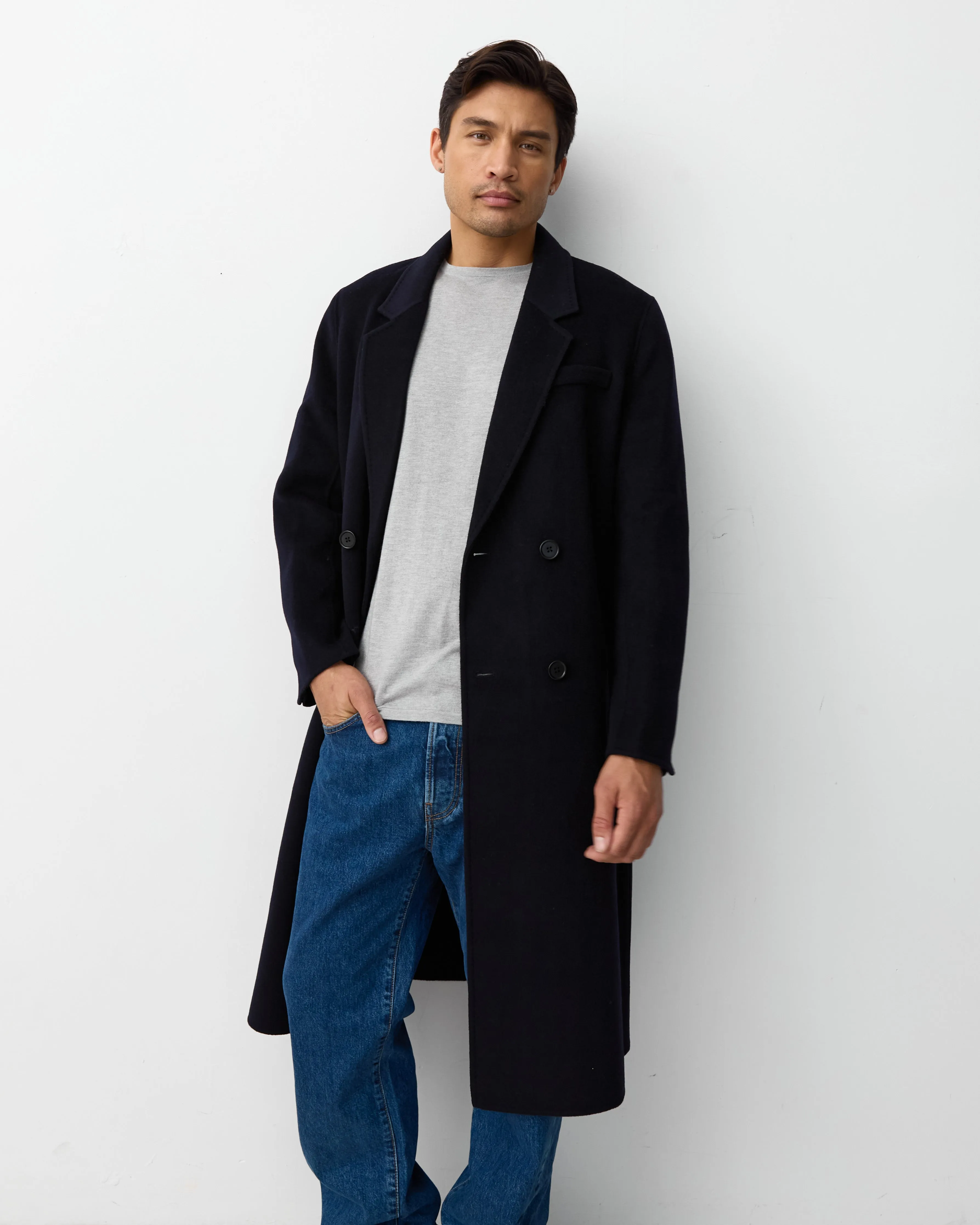 THE MENS DOUBLE BREASTED COAT - NAVY