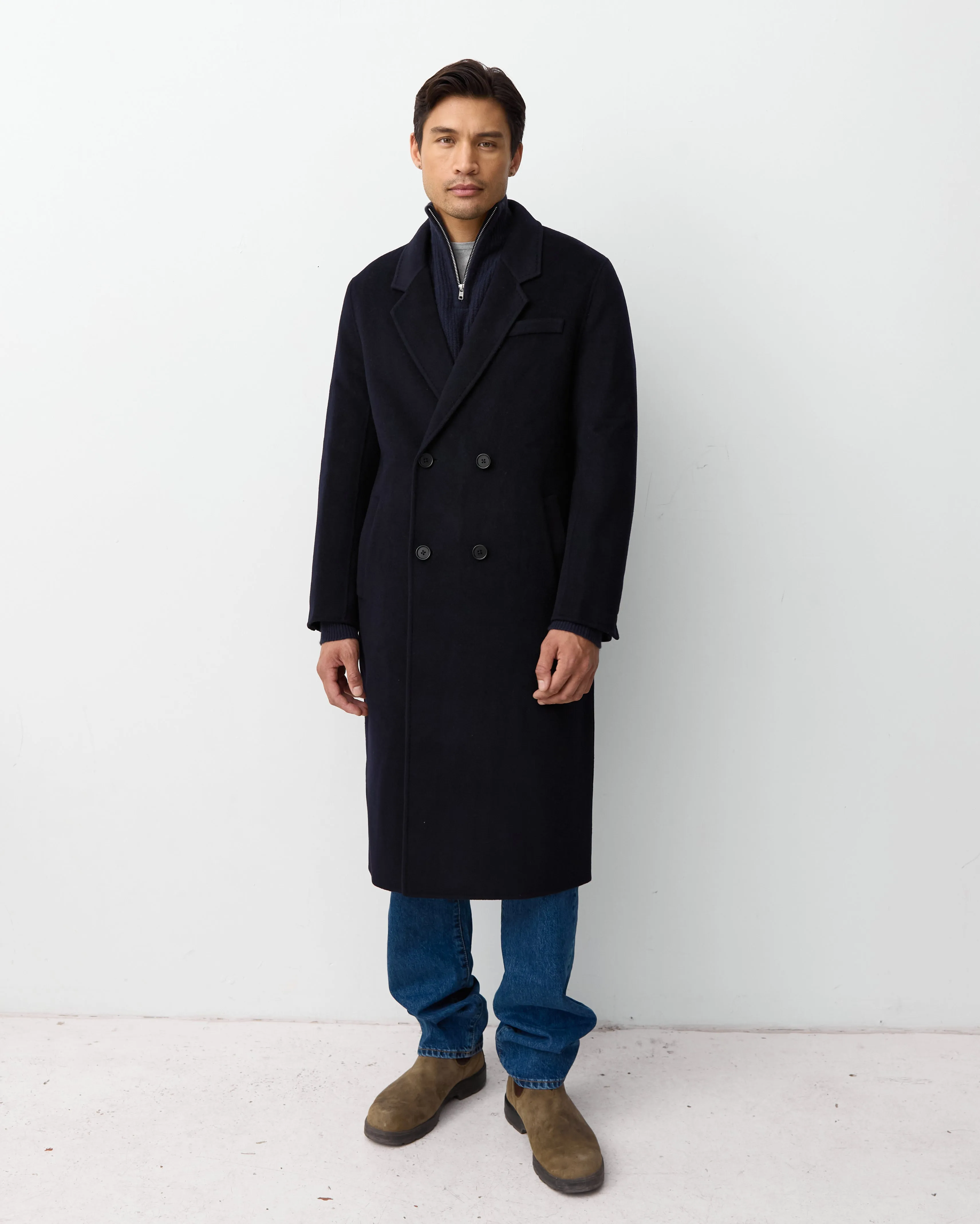 THE MENS DOUBLE BREASTED COAT - NAVY