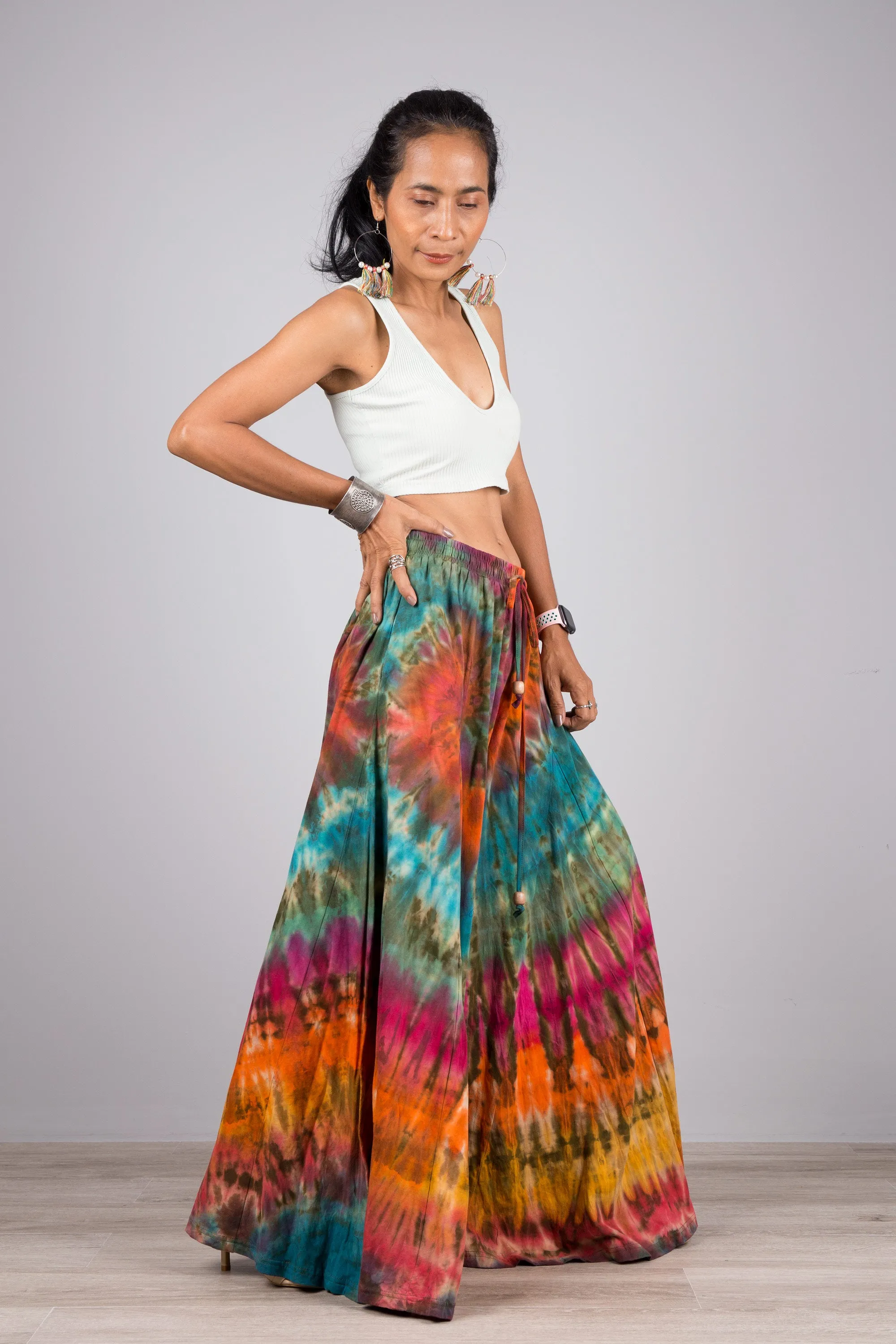 Tie dye pants | Tiered Wide leg festival pants | Rainbow pants