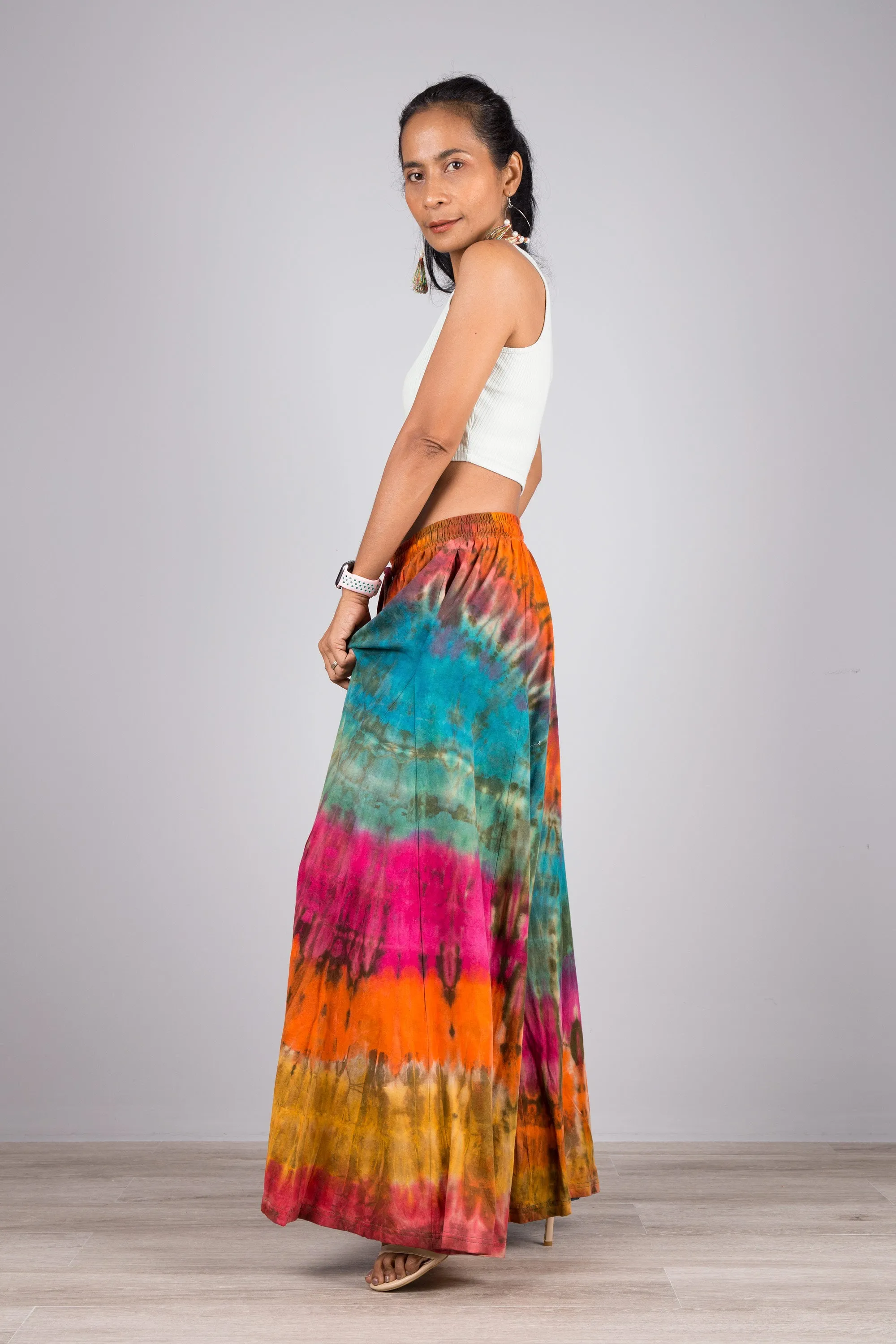 Tie dye pants | Tiered Wide leg festival pants | Rainbow pants