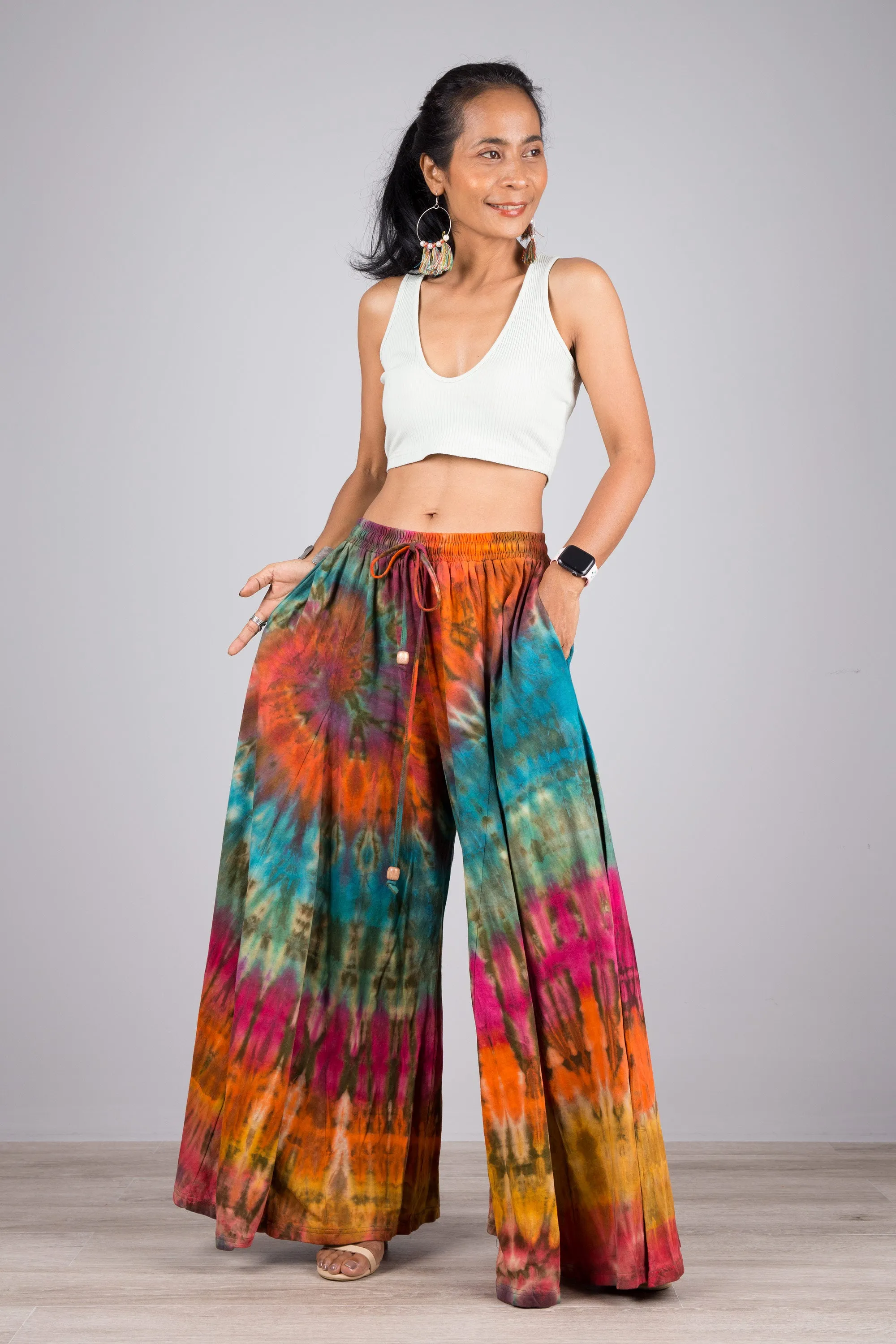 Tie dye pants | Tiered Wide leg festival pants | Rainbow pants