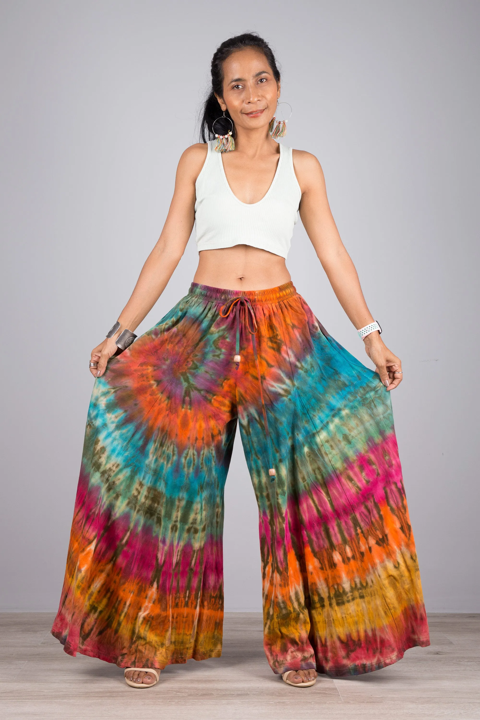 Tie dye pants | Tiered Wide leg festival pants | Rainbow pants