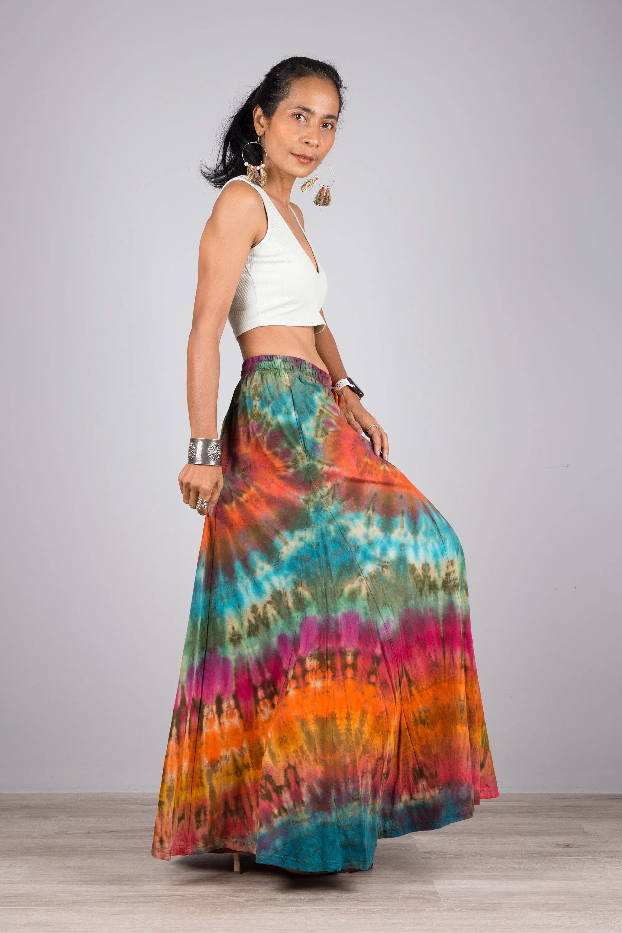 Tie dye pants | Tiered Wide leg festival pants | Rainbow pants