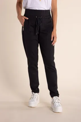 Two T's Track Pant with Zips - Black